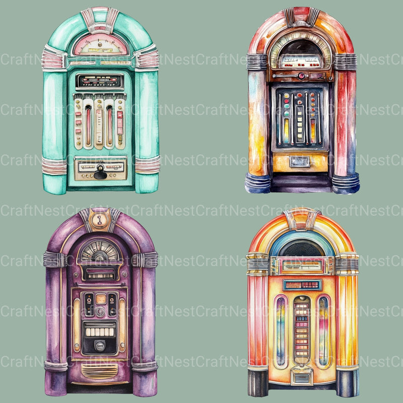 Jukebox Vintage Clipart Bundle - CraftNest - Digital Crafting and Art