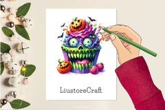 Scary Halloween Cupcake Clipart Bundle 2 - CraftNest - Digital Crafting and Art