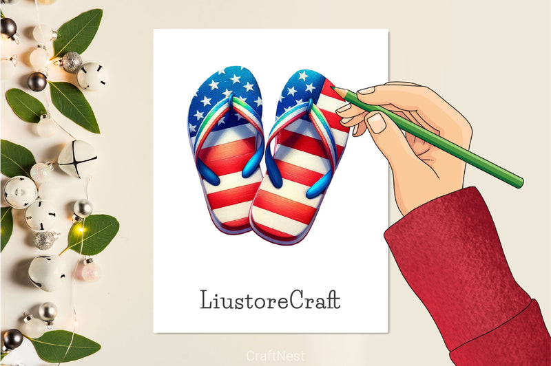 American Flip Flops Clipart Bundle - CraftNest - Digital Crafting and Art
