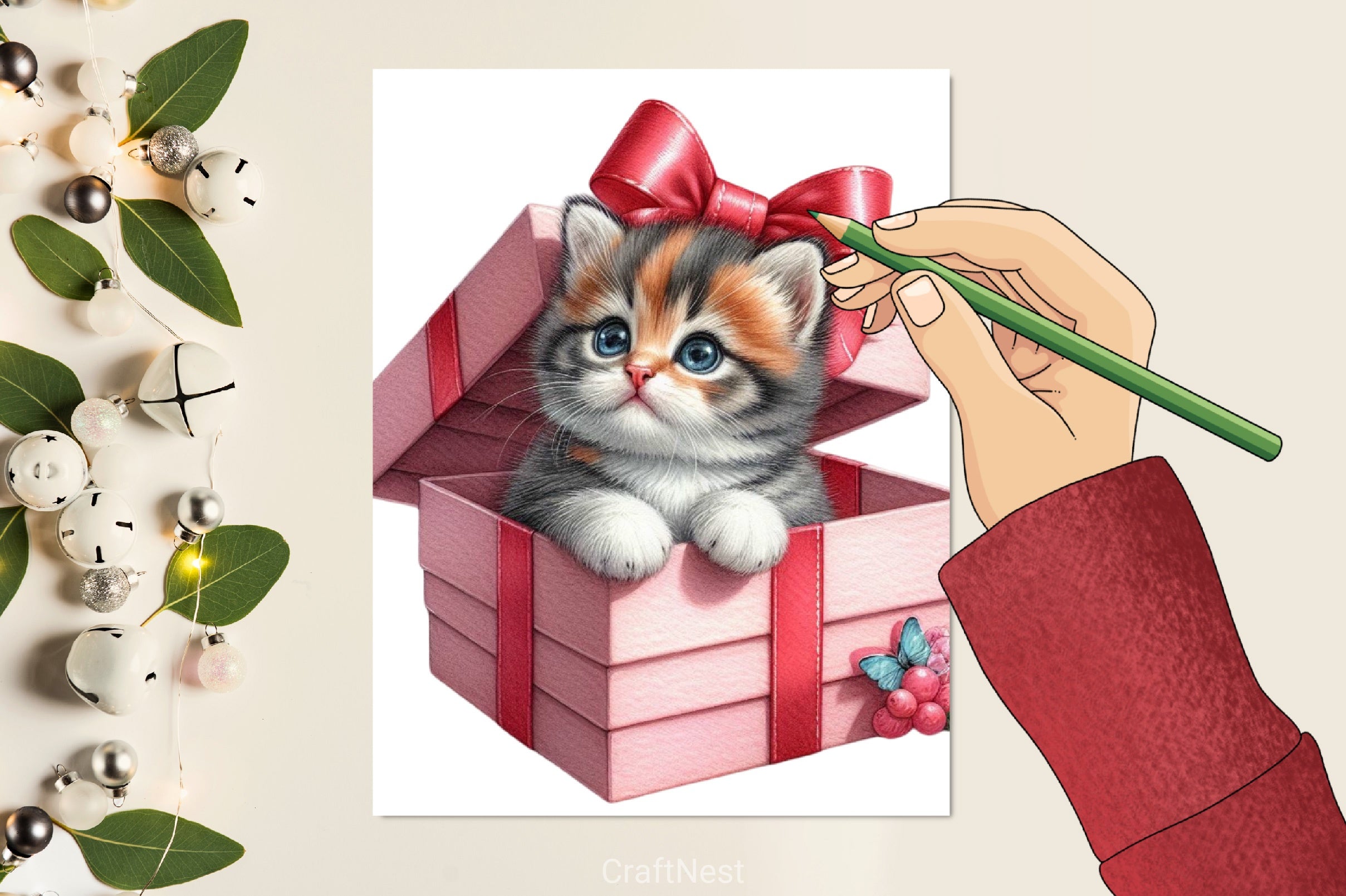 Kitten in Present Box Clipart Bundle - CraftNest - Digital Crafting and Art