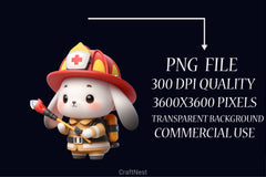 Bunny Firefighter Clipart Bundle - CraftNest - Digital Crafting and Art