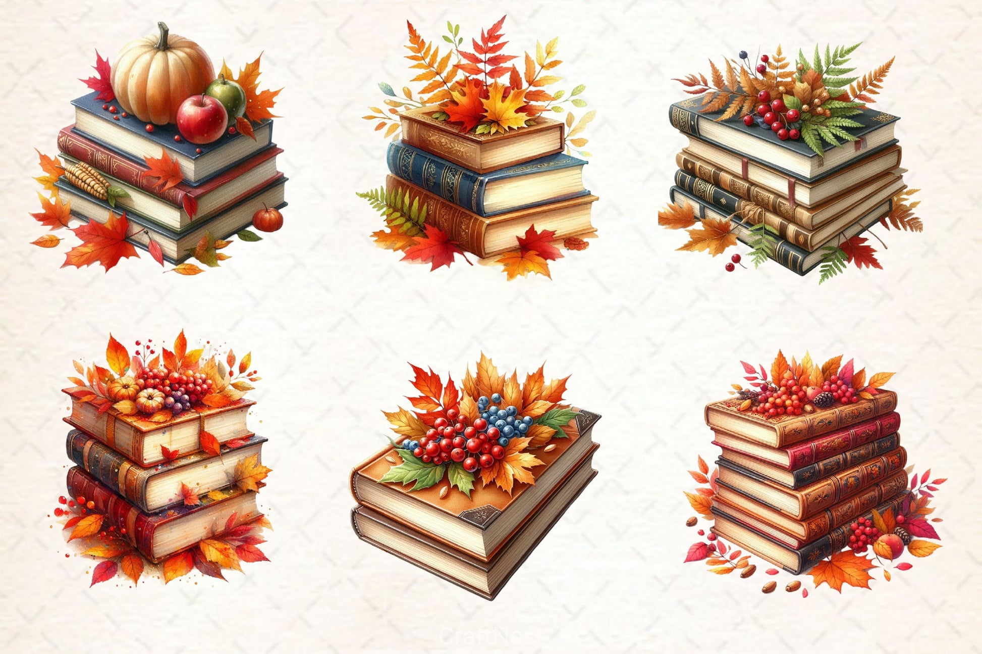 Autumn Books Clipart Bundle 4 - CraftNest - Digital Crafting and Art