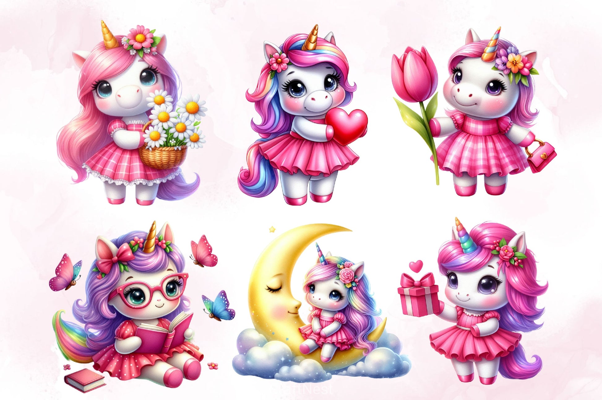Cute Unicorn Clipart Bundle 11 - CraftNest - Digital Crafting and Art