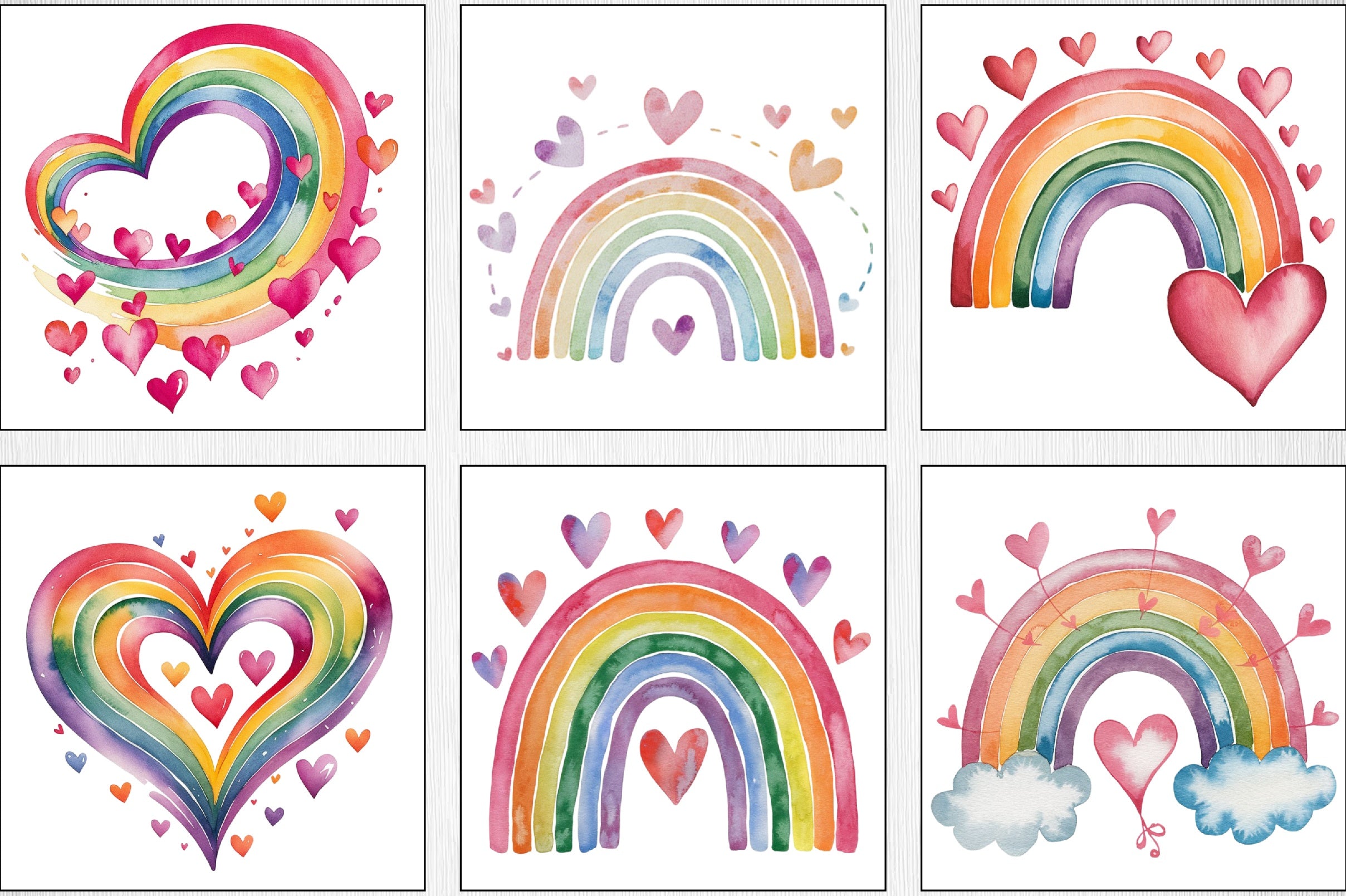 Valentine's Day Rainbow Clipart Bundle 2 - CraftNest - Digital Crafting and Art
