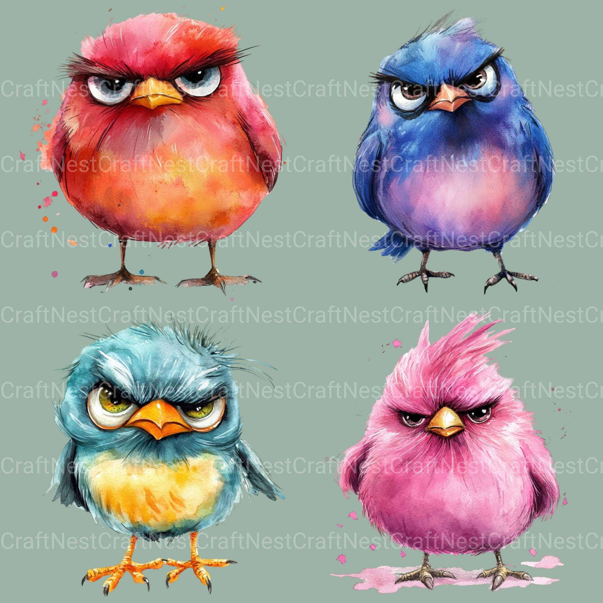 Grumpy Birds Clipart Bundle - CraftNest - Digital Crafting and Art