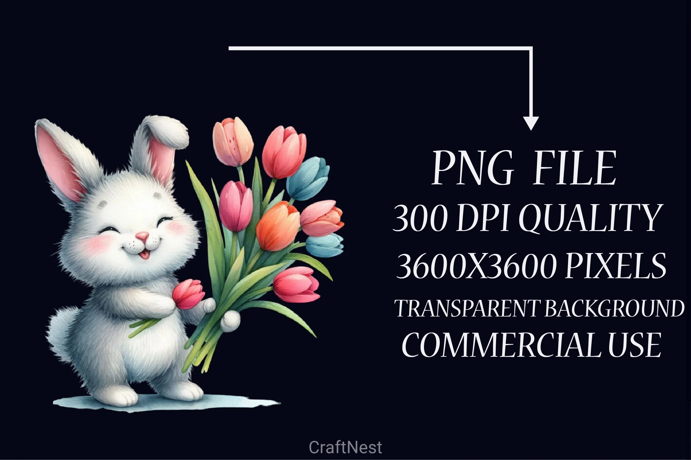 Bunny Spring Flowers Clipart Bundle 9 - CraftNest - Digital Crafting and Art