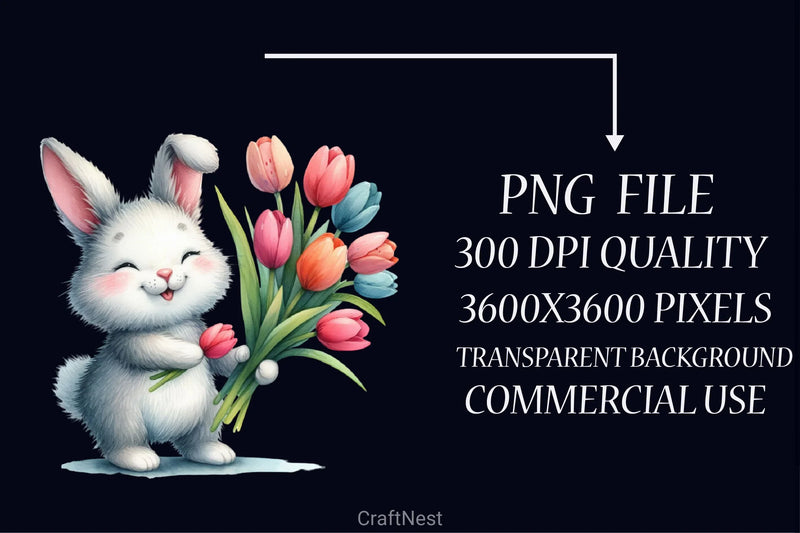 Bunny Spring Flowers Clipart Bundle 9 - CraftNest - Digital Crafting and Art