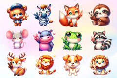 Cute Animals Giving Peace Sign Clipart Bundle - CraftNest - Digital Crafting and Art