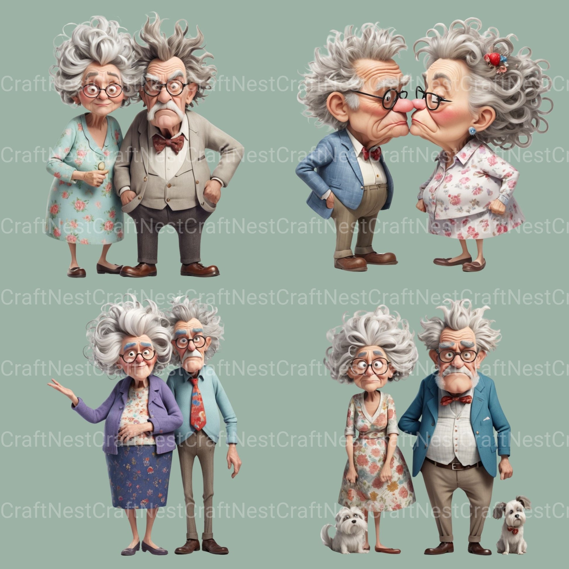 Old Funny Couple Clipart Bundle - CraftNest - Digital Crafting and Art