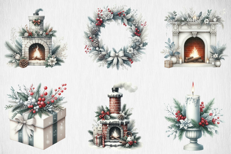 White Chic Christmas Clipart Bundle 24 - CraftNest - Digital Crafting and Art