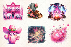 Pink Spooky Western Clipart Bundle - CraftNest - Digital Crafting and Art