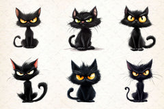 Funny Black Cat Clipart Bundle 6 - CraftNest - Digital Crafting and Art