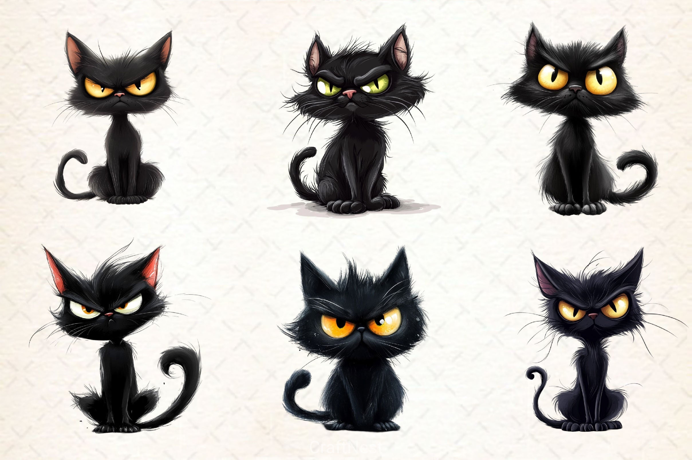 Funny Black Cat Clipart Bundle 6 - CraftNest - Digital Crafting and Art