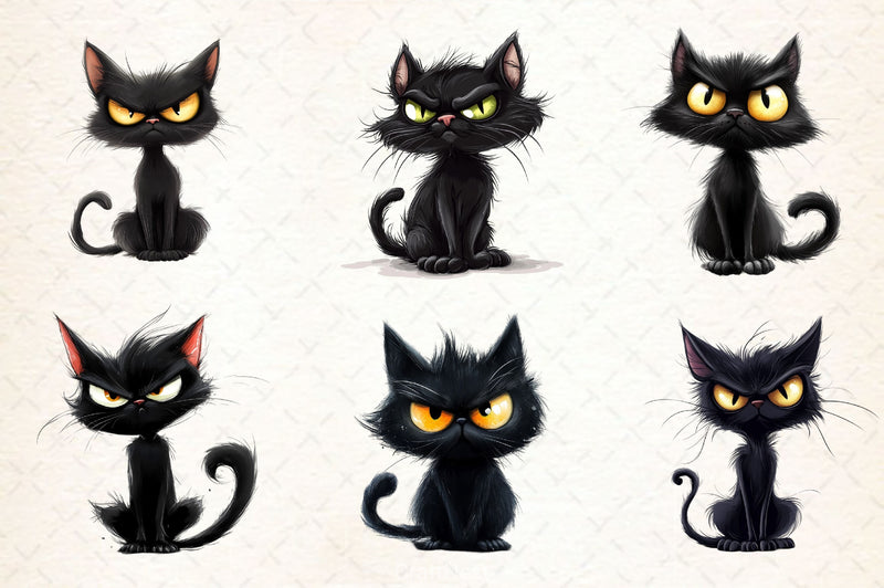Funny Black Cat Clipart Bundle 6 - CraftNest - Digital Crafting and Art
