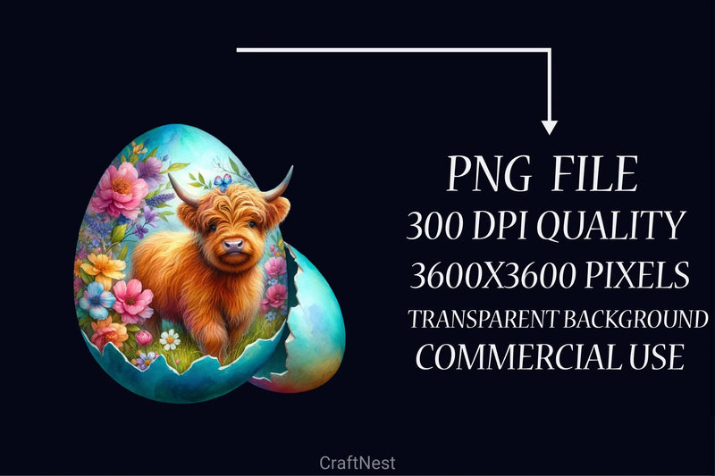 Easter Highland Cow Clipart Bundle 10 - CraftNest - Digital Crafting and Art