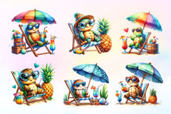 Chic Beach Sea Turtle Clipart Bundle 2 - CraftNest - Digital Crafting and Art