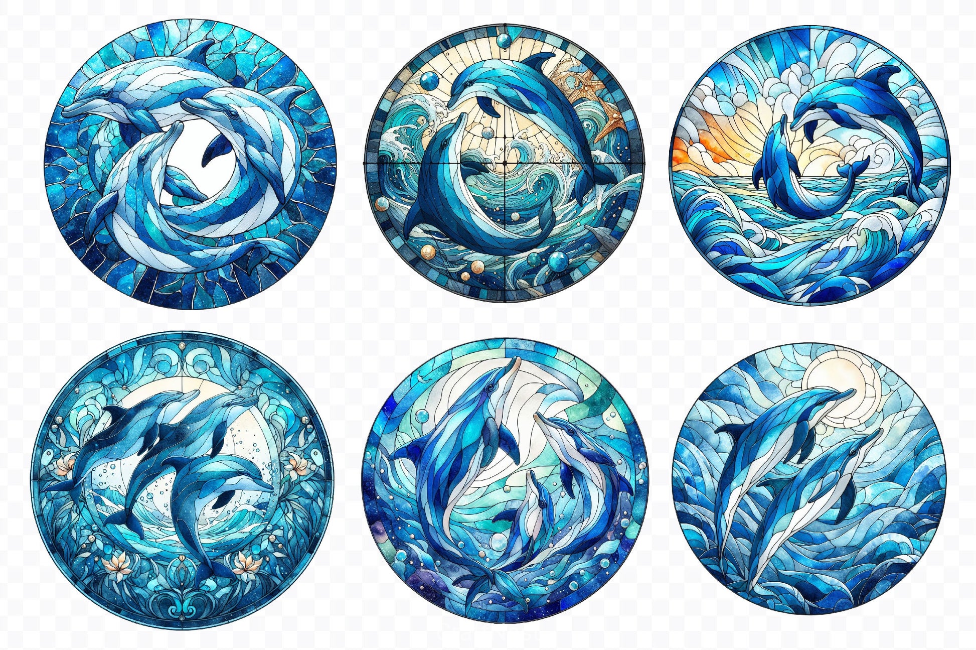 Stained Glass Dolphin Clipart Bundle - CraftNest - Digital Crafting and Art