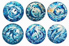 Stained Glass Dolphin Clipart Bundle - CraftNest - Digital Crafting and Art