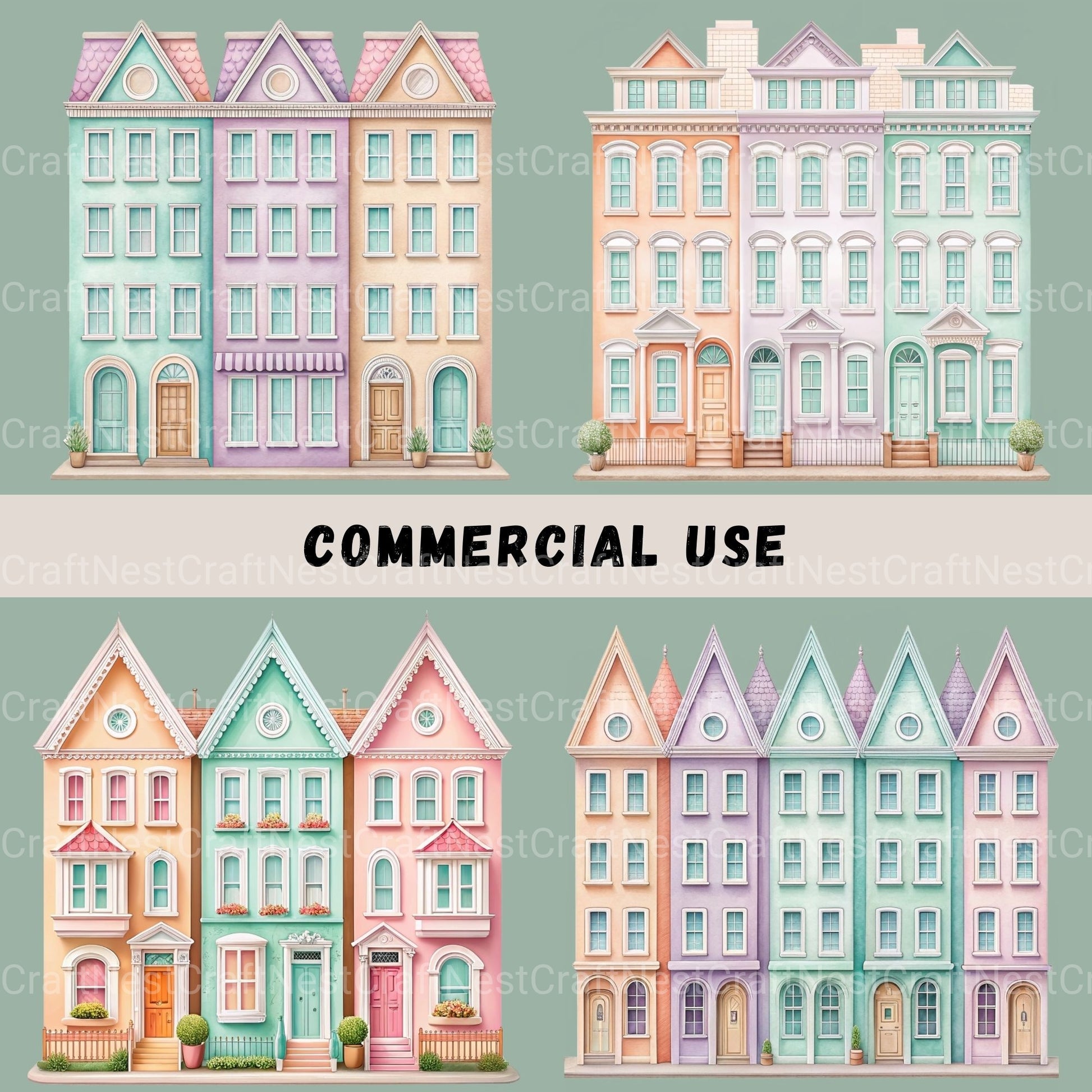 Row House Borders Clipart Bundle - CraftNest - Digital Crafting and Art