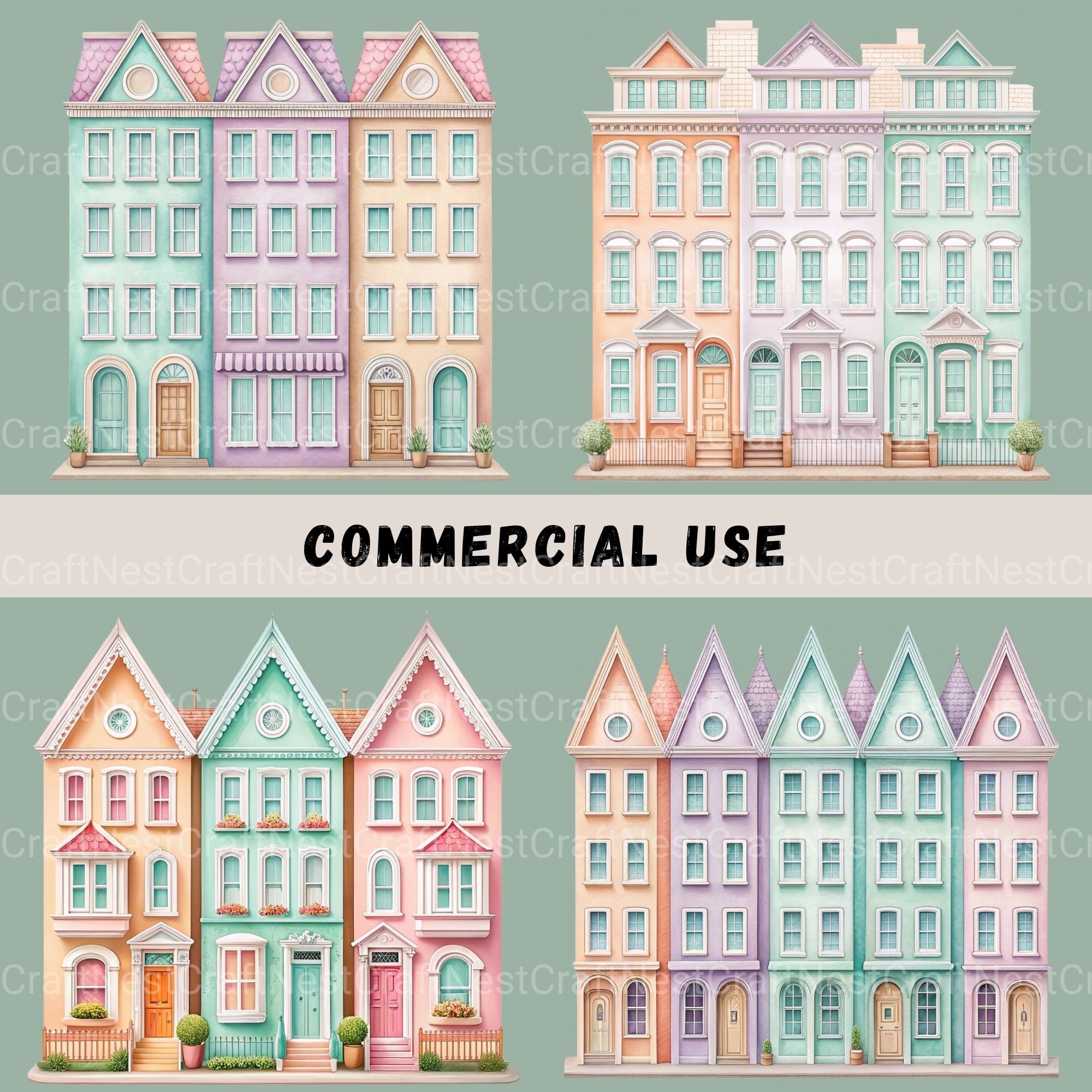 Row House Borders Clipart Bundle - CraftNest - Digital Crafting and Art