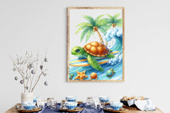 Summer Turtle Surfing On Wave Clipart Bundle 2 - CraftNest - Digital Crafting and Art