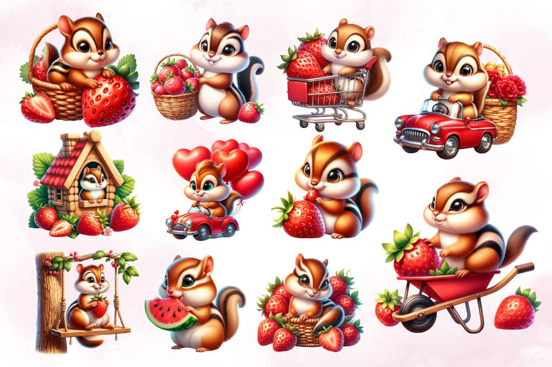 Cute Chipmunks Clipart Bundle - CraftNest - Digital Crafting and Art