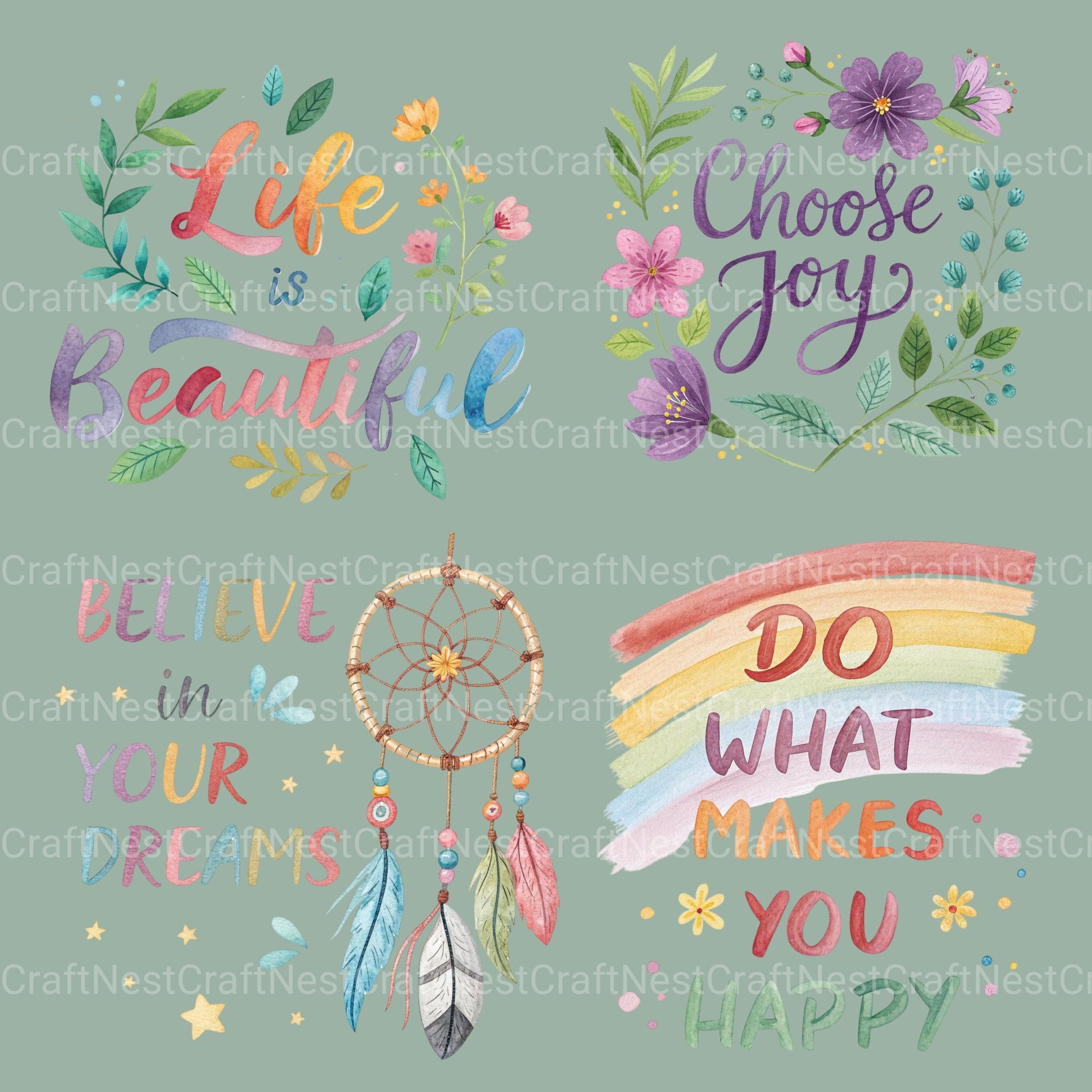 Positive Quotes 2 Clipart Bundle - CraftNest - Digital Crafting and Art
