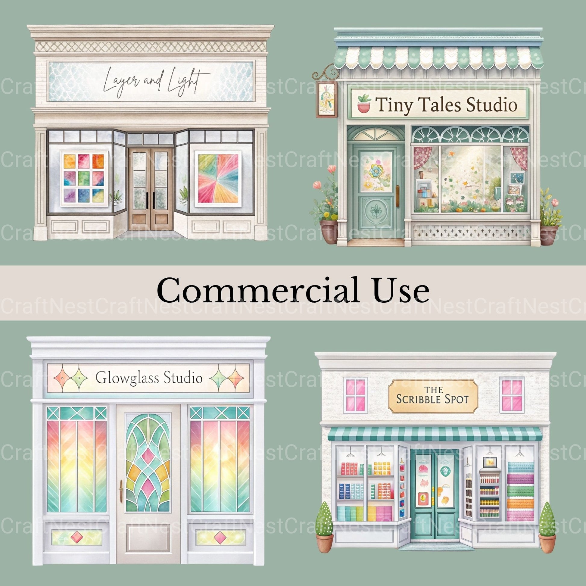 Village Shops Artist'S Alley Clipart Bundle - CraftNest - Digital Crafting and Art