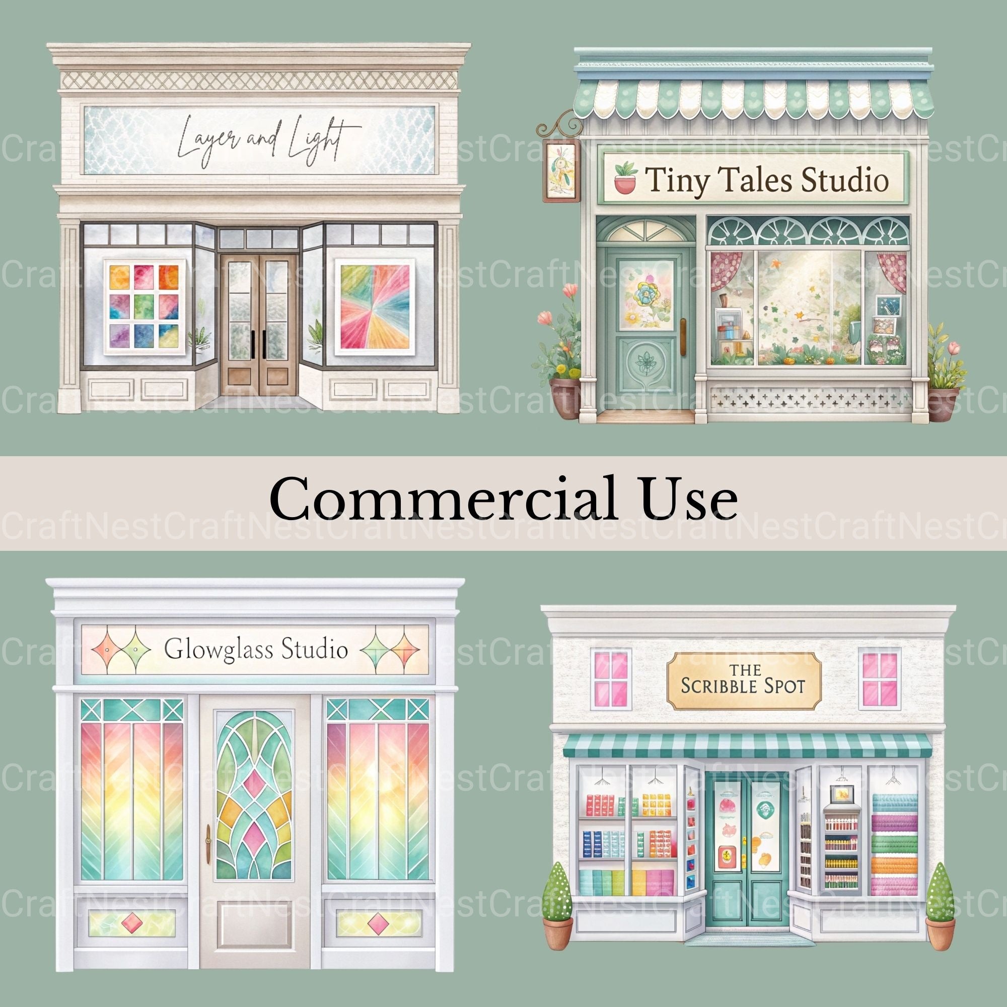 Village Shops Artist'S Alley Clipart Bundle - CraftNest - Digital Crafting and Art