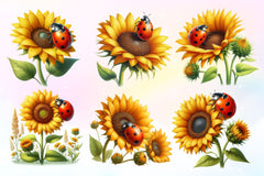 Sunflower & Ladybug Clipart Bundle 2 - CraftNest - Digital Crafting and Art