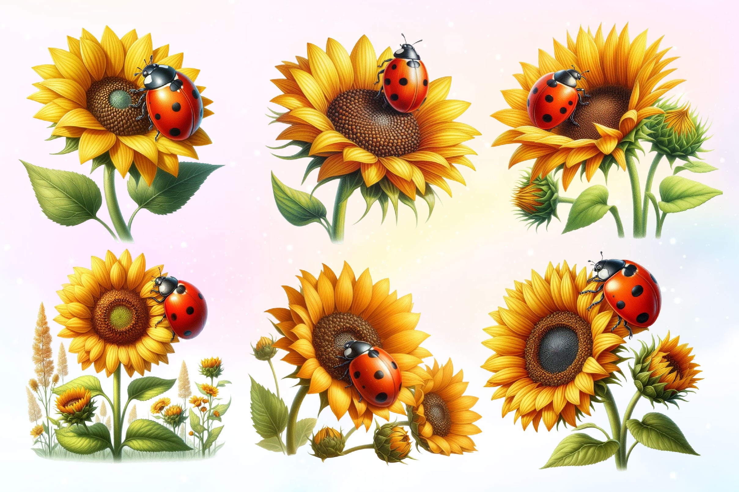 Sunflower & Ladybug Clipart Bundle 2 - CraftNest - Digital Crafting and Art