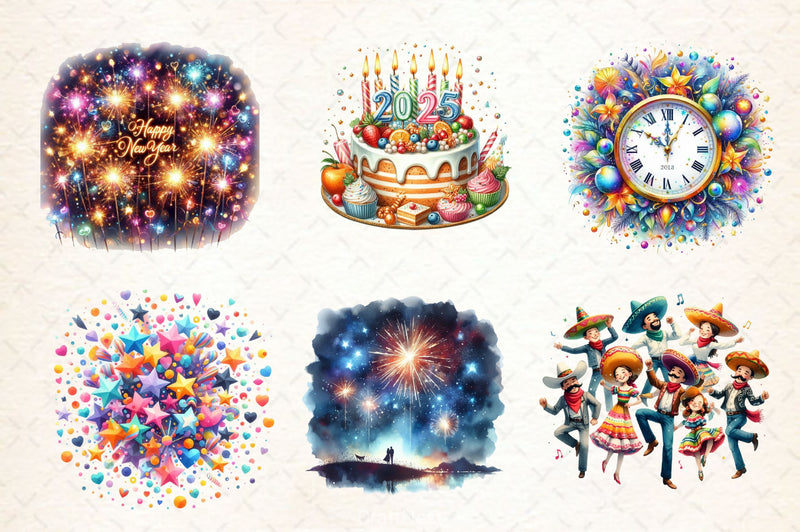 New Year 2025's Clipart Bundle - CraftNest - Digital Crafting and Art