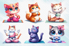 Cute Yoga Cat Clipart Bundle 2 - CraftNest - Digital Crafting and Art