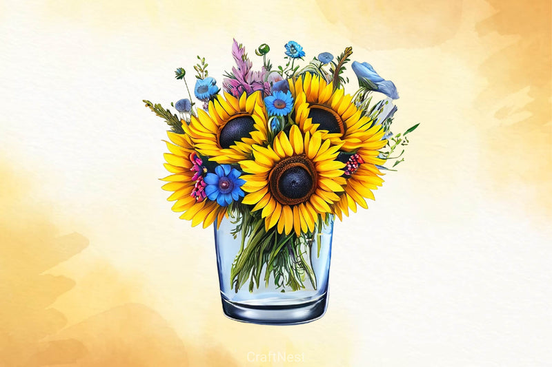 Sunflowers Clipart Bundle 2 - CraftNest - Digital Crafting and Art