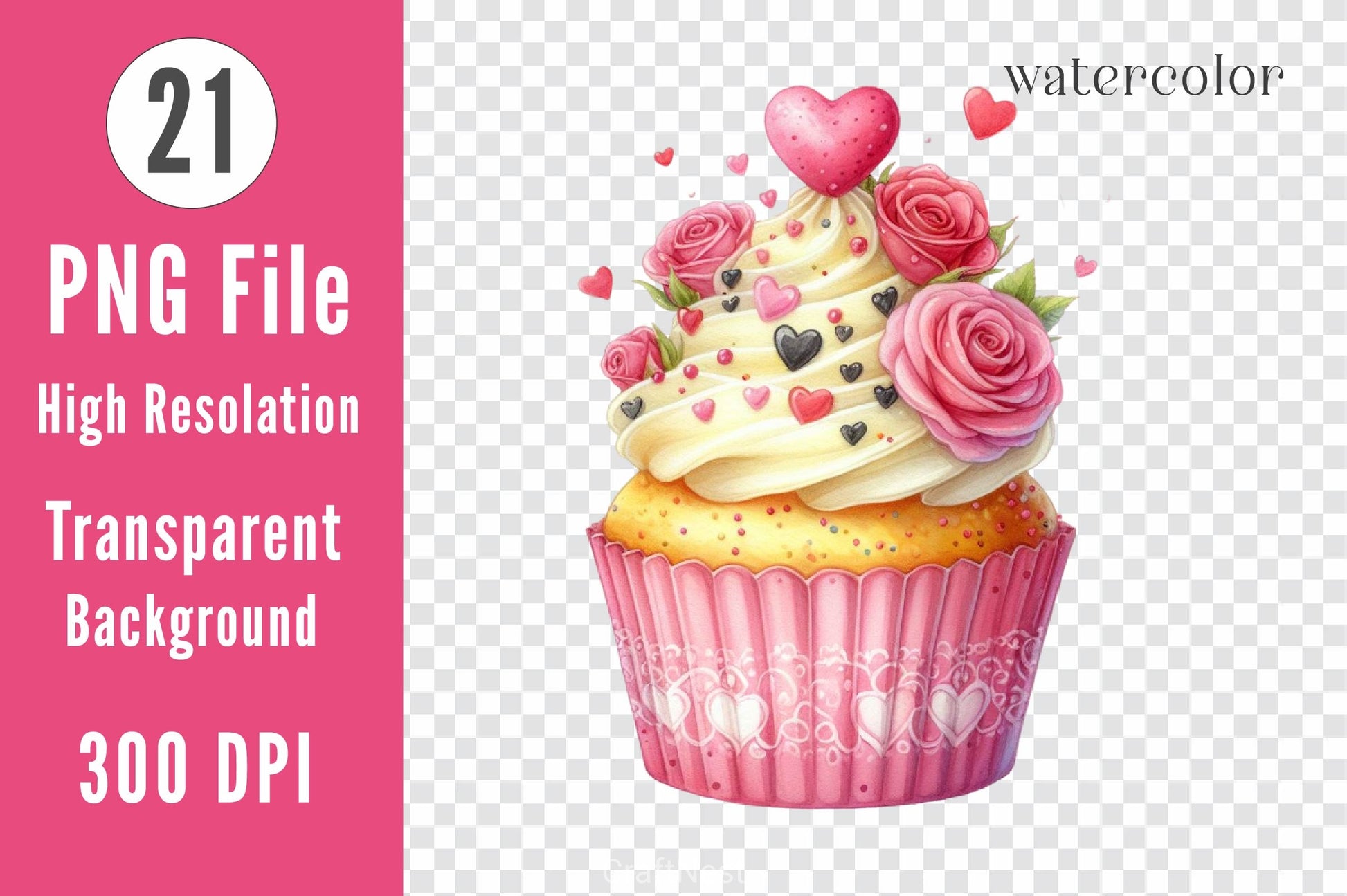 Valentine Cupcake Clipart Bundle 4 - CraftNest - Digital Crafting and Art