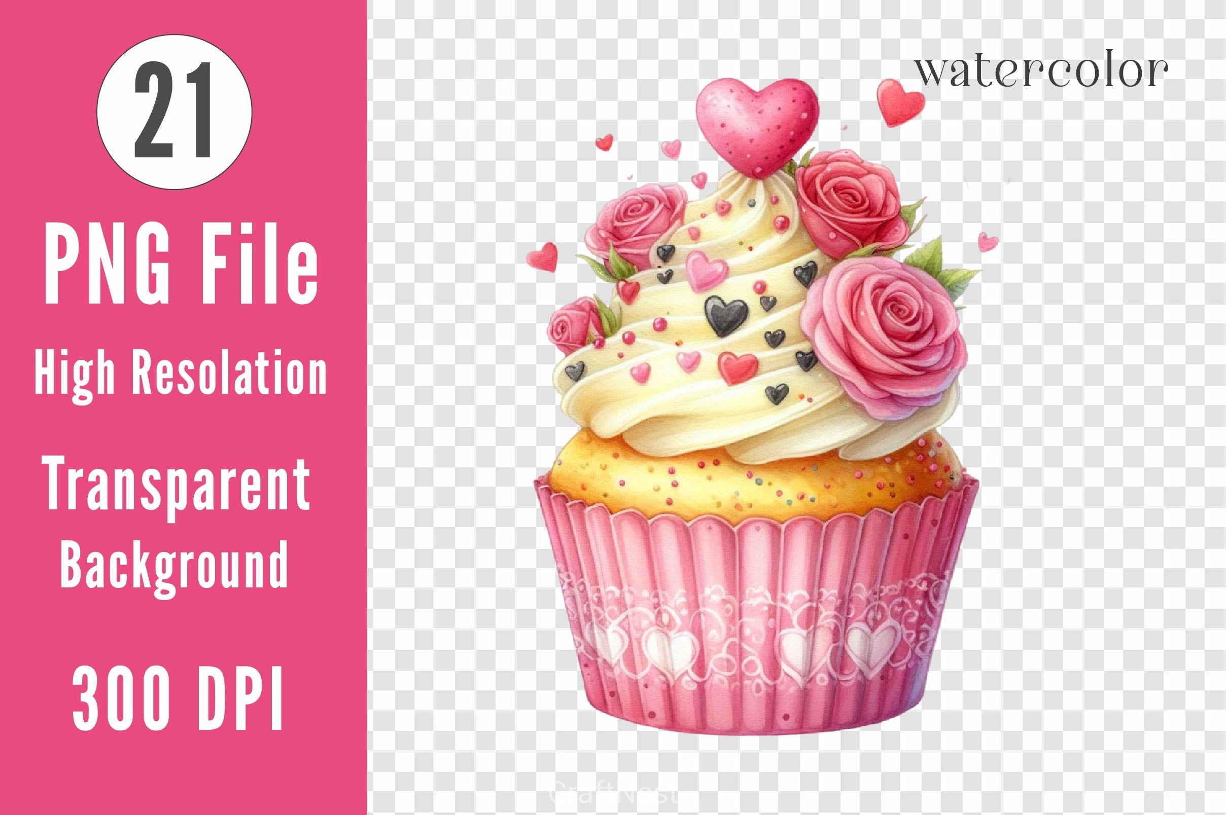 Valentine Cupcake Clipart Bundle 4 - CraftNest - Digital Crafting and Art