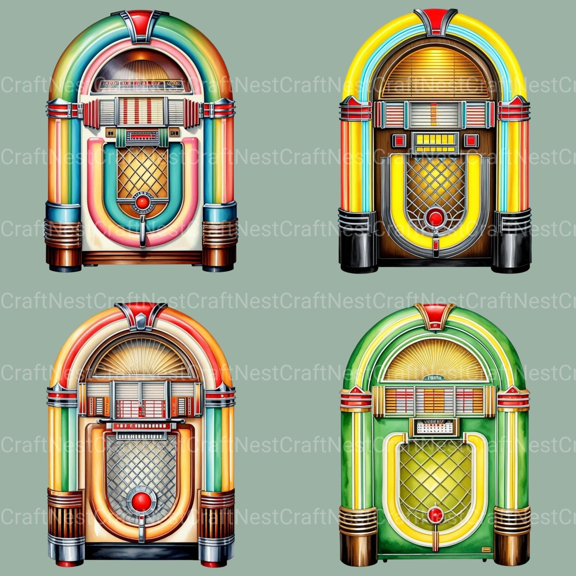 Jukebox Vintage Clipart Bundle 1 - CraftNest - Digital Crafting and Art