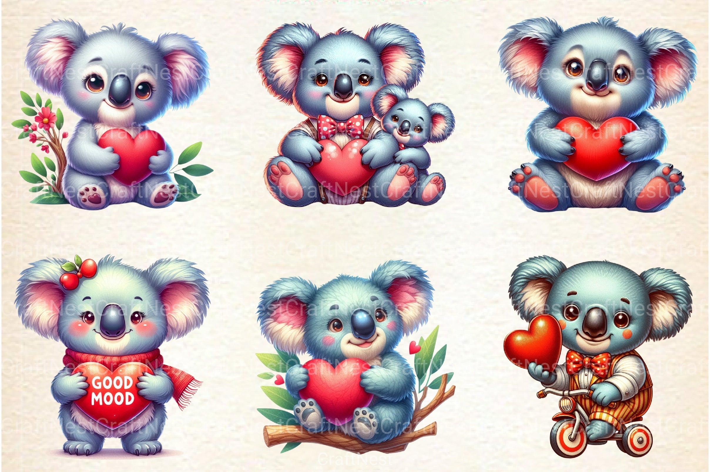 Valentine Koala Clipart Bundle 2 - CraftNest - Digital Crafting and Art