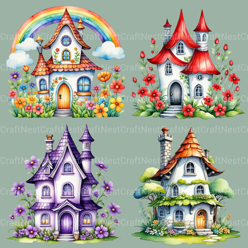 Fairyland Houses Clipart Bundle - CraftNest - Digital Crafting and Art