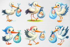 Stork Baby Delivery Clipart Bundle - CraftNest - Digital Crafting and Art