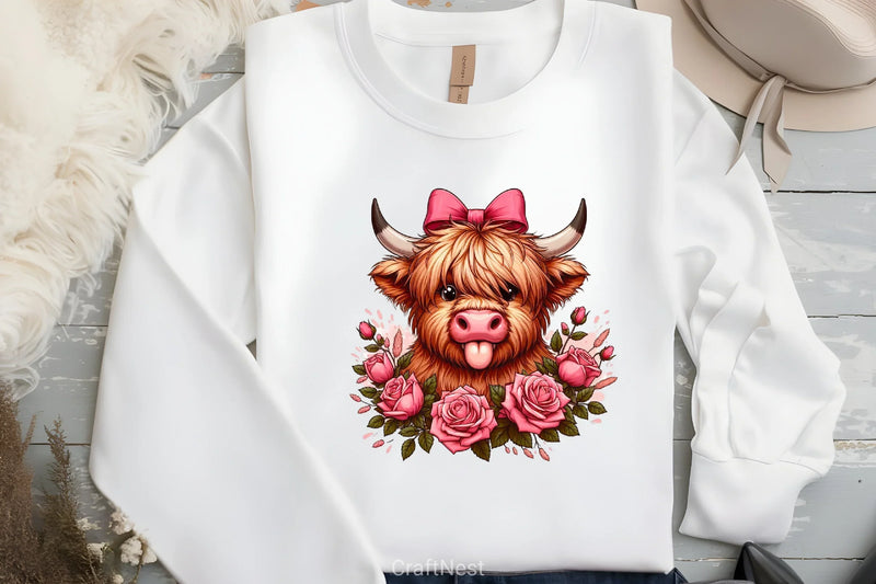 Highland Cow Valentine Clipart Bundle 5 - CraftNest - Digital Crafting and Art