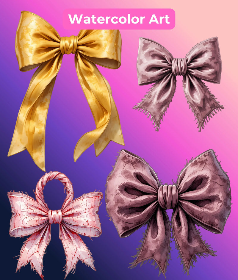 Messy Coquette Holiday Bows Clipart Bundle - CraftNest - Digital Crafting and Art
