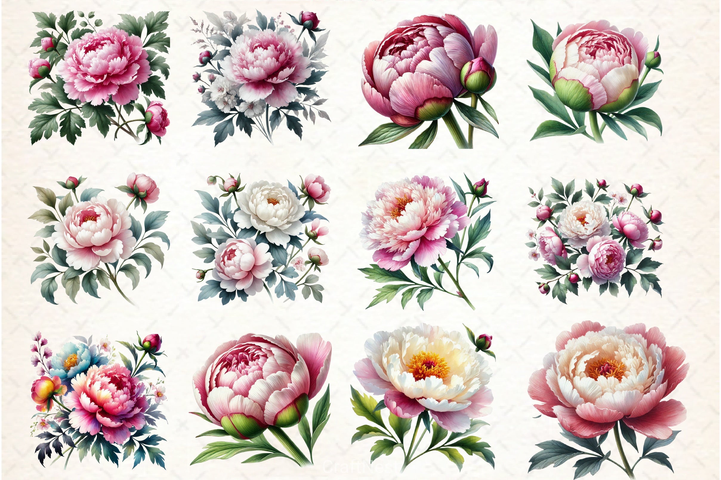 Peonies Clipart Bundle - CraftNest - Digital Crafting and Art