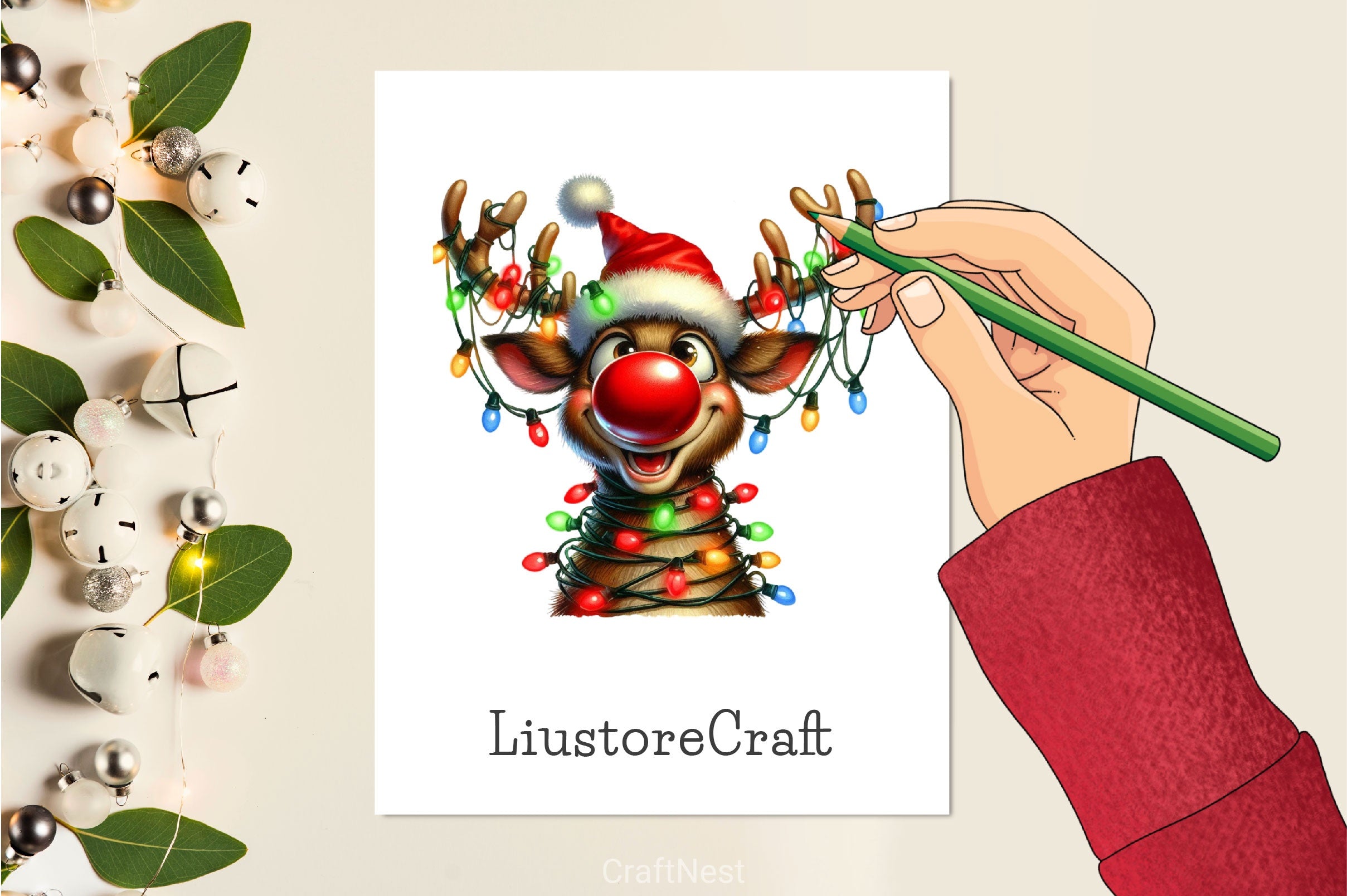 Funny Christmas Reindeer Clipart Bundle 4 - CraftNest - Digital Crafting and Art