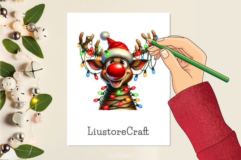 Funny Christmas Reindeer Clipart Bundle 4 - CraftNest - Digital Crafting and Art