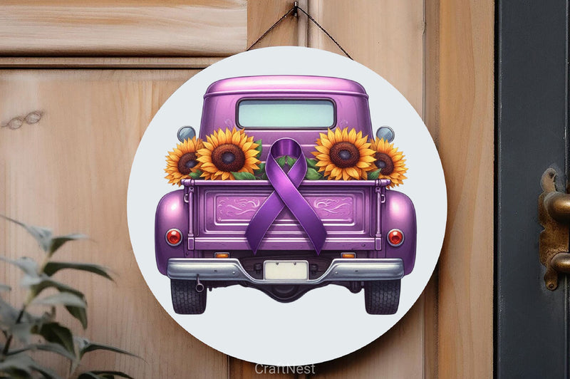Purple Ribbon Cancer Truck Clipart Bundle 2 - CraftNest - Digital Crafting and Art