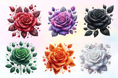 Glitter Roses Flowers Clipart Bundle - CraftNest - Digital Crafting and Art