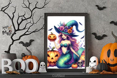 Halloween Mystical Mermaid Girl Clipart Bundle 2 - CraftNest - Digital Crafting and Art