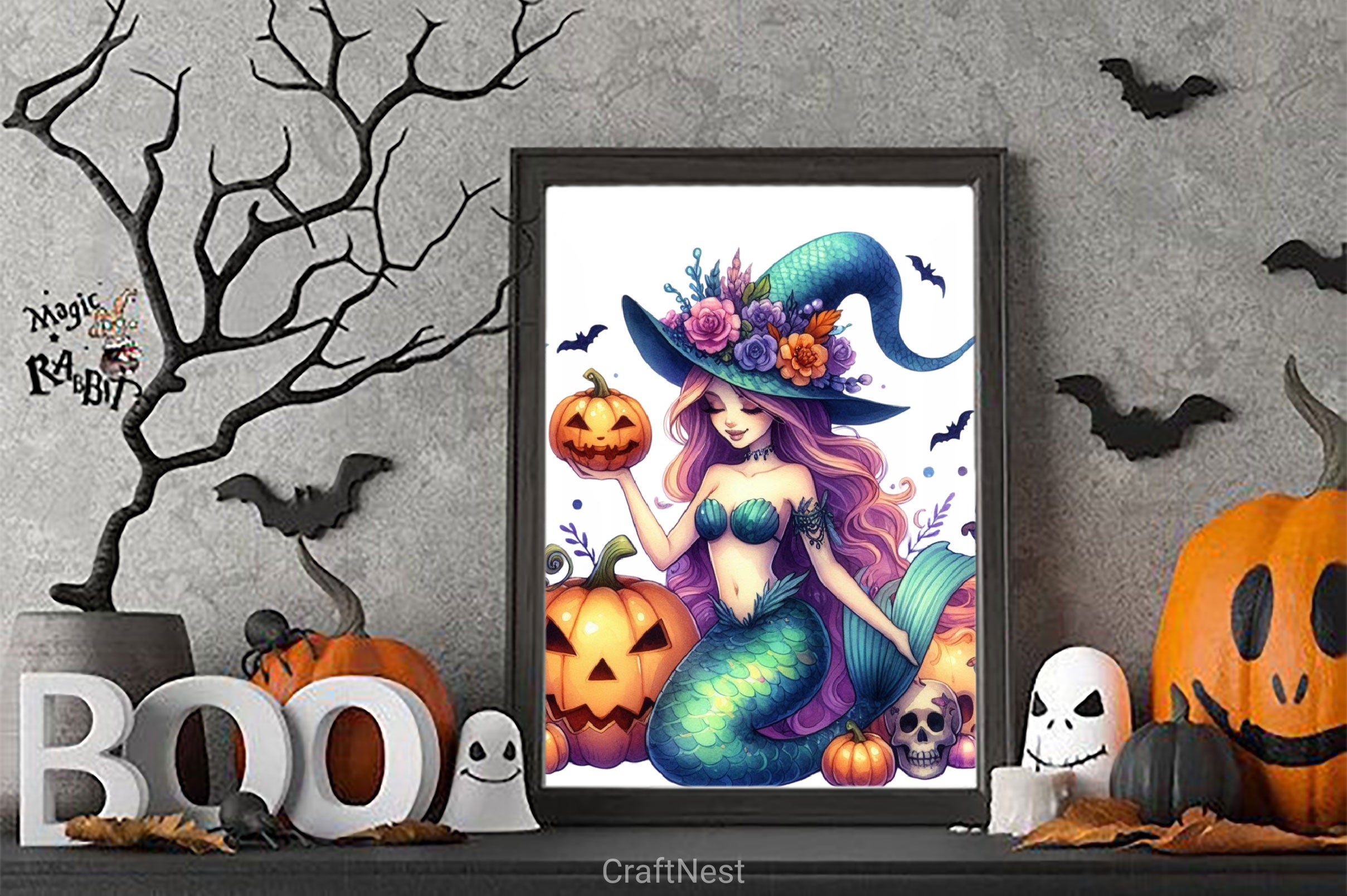 Halloween Mystical Mermaid Girl Clipart Bundle 2 - CraftNest - Digital Crafting and Art