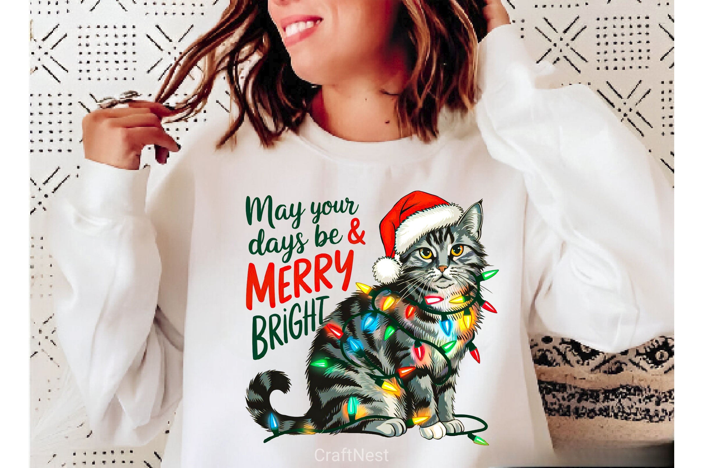 Merry And Bright Cat Christmas Clipart Bundle - CraftNest - Digital Crafting and Art
